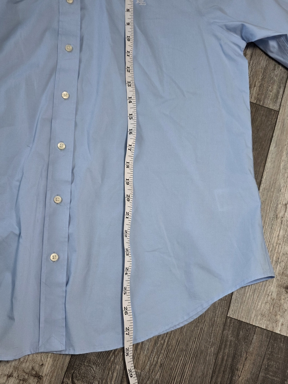 Lauren Ralph Lauren Womens Purepress Monogram Button-up Poplin Dress Shirt Sz XL - Picture 6 of 8